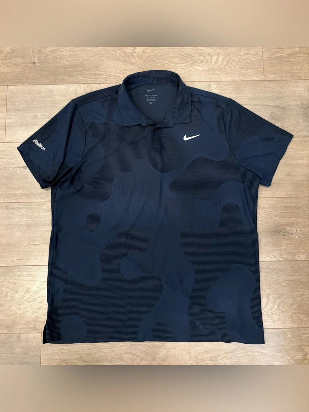 Nike x Malbon Golf Dri Fit ADV Tour Polo Shirt XXL Blue Camo